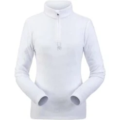 Spyder Shimmer Bug Zip T-Neck - Women's - 2023 Model -Ski Series 194091100 spyn shim bug zipt white front