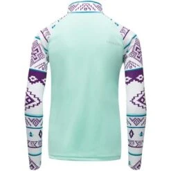 Spyder Surface Zip T-Neck - Girl's -Ski Series 196052 spyn surface zt sweater weather print white 2