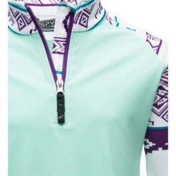 Spyder Surface Zip T-Neck - Girl's -Ski Series 196052 spyn surface zt sweater weather print white 3