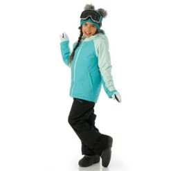 Columbia Alpine Action II Jacket - Girl's -Ski Series FW23 Columbia GirlsAlpineActionjacket GeyserHeatherSeaIce Model3