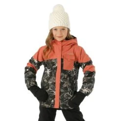Columbia Mighty Mogul II Jacket - Girl's -Ski Series FW23 Columbia GirlsMightMogulIIJacket BlackAurelianDarkCoral Model1