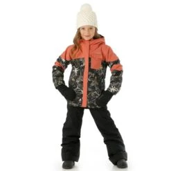 Columbia Mighty Mogul II Jacket - Girl's -Ski Series FW23 Columbia GirlsMightMogulIIJacket BlackAurelianDarkCoral Model2