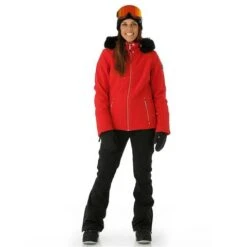 Nils Niseko Faux Fur Parka - Women's -Ski Series FW23 Nils WomensNisekoFauxFur Red Model3