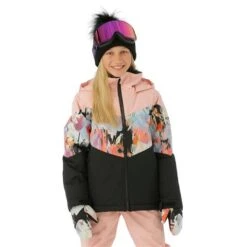 Roxy Whist Girl Jacket - Girl's -Ski Series FW23 Roxy GirlsWhistJacket TrueBlackTenderness Model1
