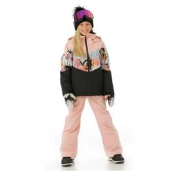 Roxy Whist Girl Jacket - Girl's -Ski Series FW23 Roxy GirlsWhistJacket TrueBlackTenderness Model2