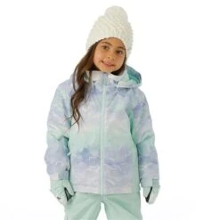 Roxy Snowy Tale Jacket - Girl's -Ski Series FW23 Roxy ToddlerGirlsSnowyTaleJacket FairAquaSeousRg Model1