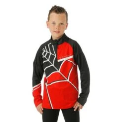 Spyder Web Zip T-Neck - Boy's 21 Spyder Web Zip T-Neck - Boy's -Ski Series FW23 Spyder BoysWebHalfZip Volcano Model