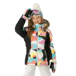 Spyder Zadie Synthetic Down Jacket - Girl's -Ski Series FW23 Spyder GirlsAtlasSyntheticDownJacket LandscapeMulti Model1