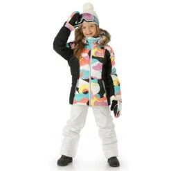 Spyder Zadie Synthetic Down Jacket - Girl's -Ski Series FW23 Spyder GirlsAtlasSyntheticDownJacket LandscapeMulti Model2
