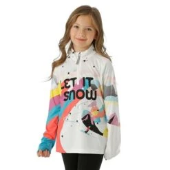 Spyder Surface Zip T-Neck - Girl's -Ski Series FW23 Spyder GirlsSurfaceZipTNeck White Model1
