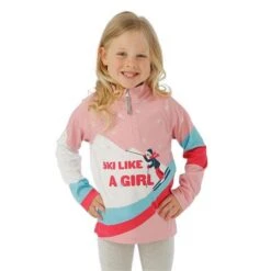 Spyder Reflect Zip T-Neck - Toddler Girl's -Ski Series FW23 Spyder ToddlerGirlsReflectZipTNeck Petal Model1