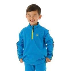 Spyder Speed Fleece Zip T-Neck - Toddler -Ski Series FW23 Spyder ToddlerSpeedFleeceZipTNeck Collegiate Model1
