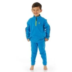 Spyder Speed Fleece Zip T-Neck - Toddler -Ski Series FW23 Spyder ToddlerSpeedFleeceZipTNeck Collegiate Model2