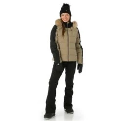 Spyder Falline GTX Infinium No Faux Fur Down Jacket - Women's -Ski Series FW23 Spyder WomensFallineGTXInfiniumNoFauxFurDownJacket Cashmere Model3