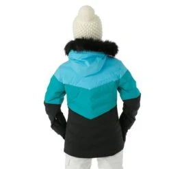 Sunice Nola Jacket - Girl's -Ski Series FW23 Sunice GirlsNolaJacket AquaTropicalGreenBlack Model4