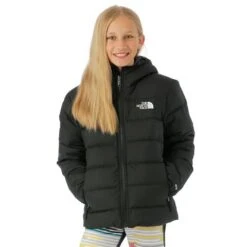The North Face Reversible North Down Hooded Jacket - Girl's -Ski Series FW23 TNF ReversibleNorthDownHoodedJacket Black Model1