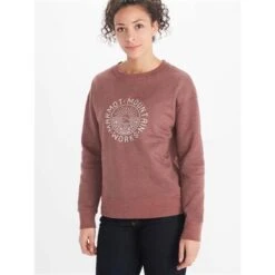 Marmot Mtn Works CN Sweatshirt - Women's -Ski Series fw22 mtn workscn winem12020 721 s02