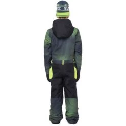 686 Shazam One Piece Suit - Boy's -Ski Series fw23 686 boysshazamonepiecesuit greenflashspraycolorblock 2