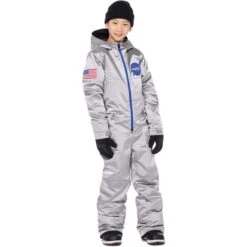 686 Shazam One Piece Suit - Boy's -Ski Series fw23 686 boysshazamonepiecesuit silvermetallic 1