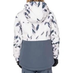 686 Athena Insulated Jacket - Girl's -Ski Series fw23 686 girlsathenainsulatedjacket whiteherringbonecolorblock 3