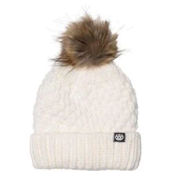686 Majesty Cable Knit Beanie - Women's -Ski Series fw23 686 womensmajestycableknitbeanie white