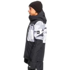Quiksilver Mission Printed Block Jacket - Boy's -Ski Series fw23 quiksilver boysmissionprintedblockjacket snowwhitecamopower 2