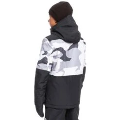 Quiksilver Mission Printed Block Jacket - Boy's -Ski Series fw23 quiksilver boysmissionprintedblockjacket snowwhitecamopower 3
