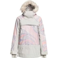 Roxy Chloe Kim Overhead Jacket - Women's -Ski Series fw23 roxy womenschloekimoverheadjacket grayvioletmarble 9