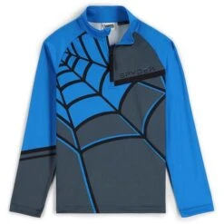 Spyder Web Zip T-Neck - Boy's 17 Spyder Web Zip T-Neck - Boy's -Ski Series fw23 spyder boyswebziptneck ebonycollegiate 1
