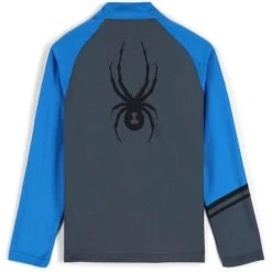Spyder Web Zip T-Neck - Boy's 18 Spyder Web Zip T-Neck - Boy's -Ski Series fw23 spyder boyswebziptneck ebonycollegiate 2