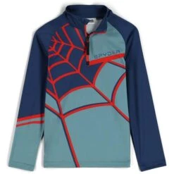 Spyder Web Zip T-Neck - Boy's 19 Spyder Web Zip T-Neck - Boy's -Ski Series fw23 spyder boyswebziptneck tundra 1