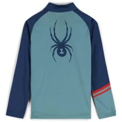 Spyder Web Zip T-Neck - Boy's 20 Spyder Web Zip T-Neck - Boy's -Ski Series fw23 spyder boyswebziptneck tundra 2