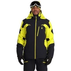 Spyder Men's Leader GTX Jacket | Buckmans -Ski Series fw23 spyder mensleadergtxjacket blackcitron 1