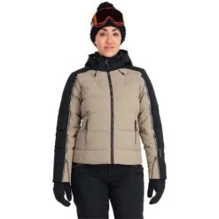 Spyder Falline GTX Infinium No Faux Fur Down Jacket - Women's -Ski Series fw23 spyder womensfallinegtxinfiniumnofauxfurdownjacket cashmere 1