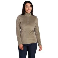 Spyder Shimmer Bug Zip T-Neck - Women's - 2023 Model -Ski Series fw23 spyder womensshimmerbugziptneck cashmere 1