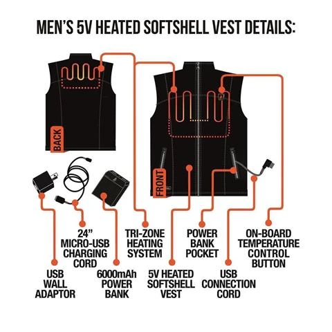 Mens Battery Heated Softshell Vest 5 Mens Battery Heated Softshell Vest - Image 3