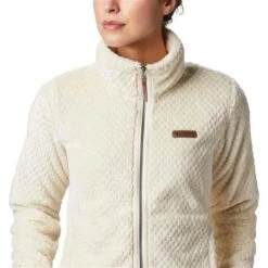 Columbia Fire Side II Sherpa Full Zip - Women's -Ski Series wcolumbia firesideiisherpafz chalk closefront